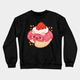 Cute Cat Strawberry Donut Crewneck Sweatshirt